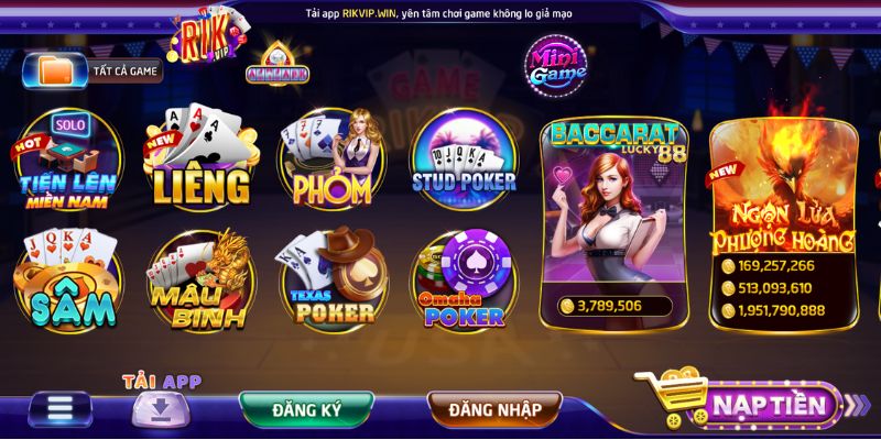 Các trò chơi gây ấn tượng mạnh tại cổng game Rikvip
